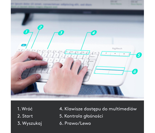 LOGITECH Media K400 plus Biala - 276511 - zdjęcie 8